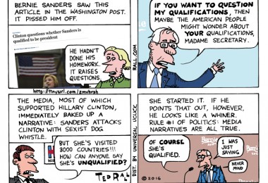 bernie sanders qualified hillary clinton cartoon