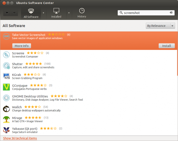 The Ubuntu Software Center screen shot