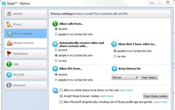 Skype Privacy Advanced