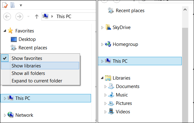 Display Libraries File Explorer