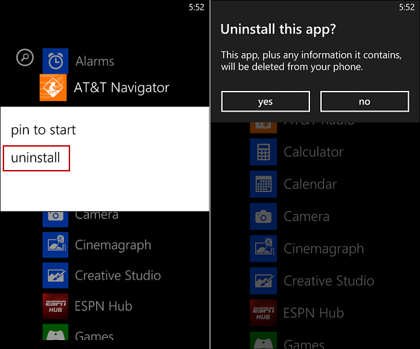Uninstall Apps Windows Phone 8