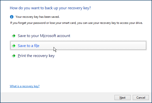 back up recovery key