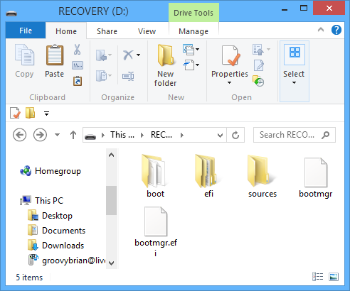 recovery drive contents
