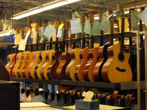 Endless array of acoustic guitars in progress