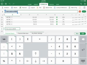 Microsoft Office for iPad App Excel Keyboard