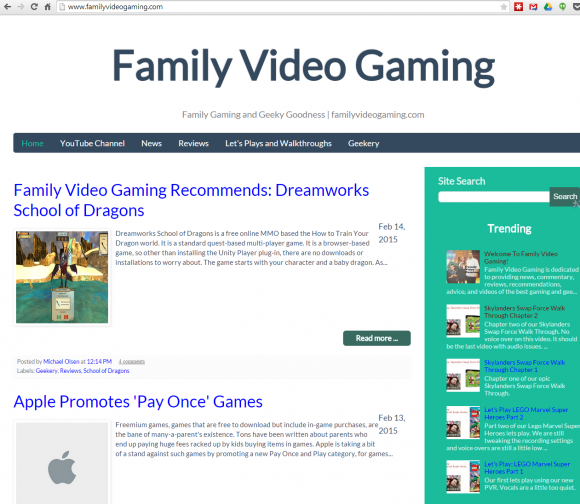 Family Video Gaming website
