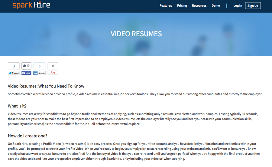 video resume 1 spark hire