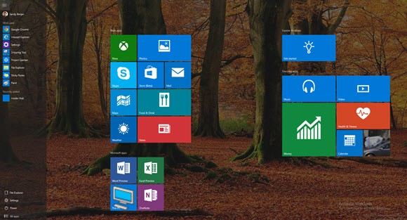 Start full screen windows 10 start menu
