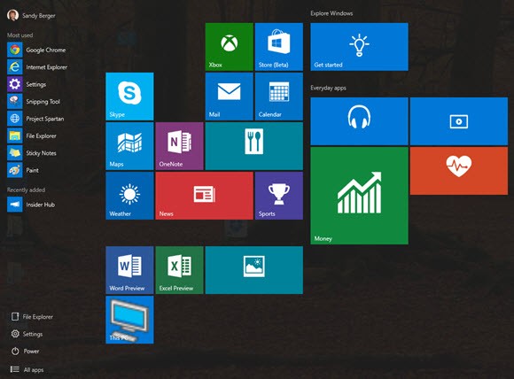 Windows 10 start menu 10122