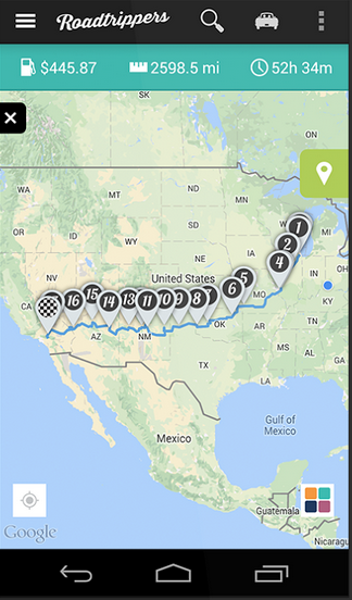 roadtrippers for android itinerary