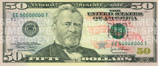 boring US currency grant $50 bill