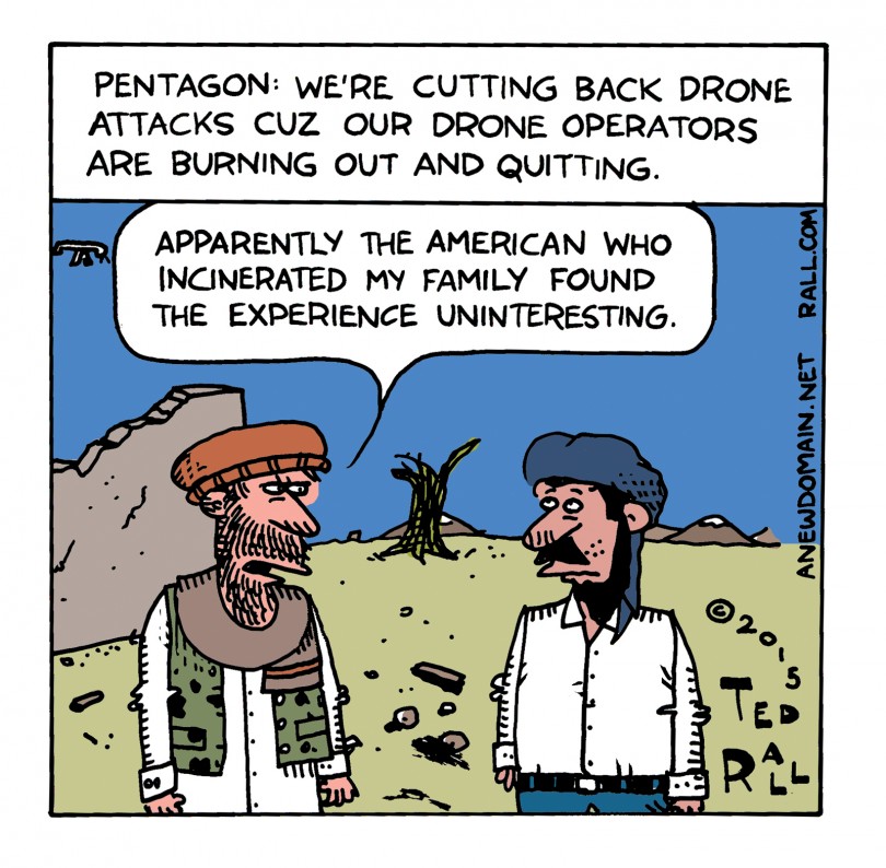 ted rall drone attack cut back