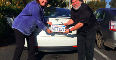 Steve Wozniak with his Tesla and Janet Wozniak