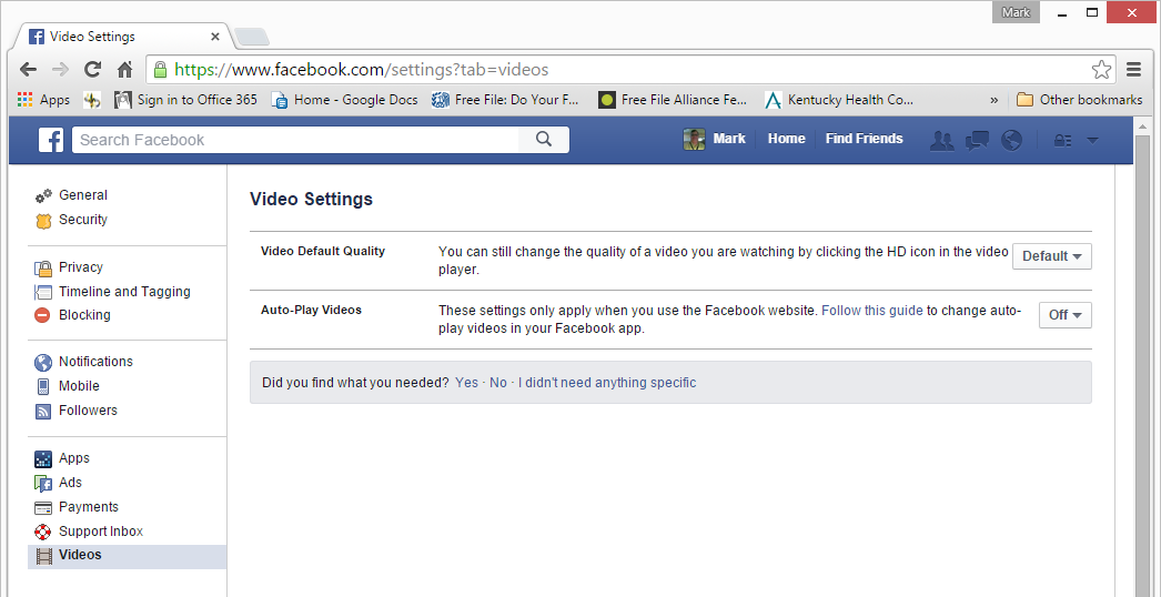 how to turn off video autoplay in Facebook 