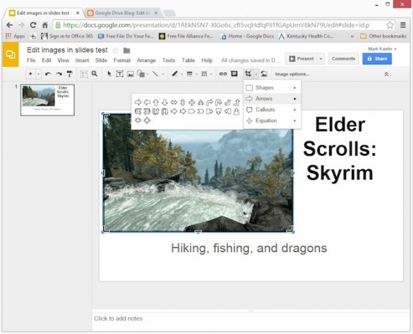 how to use google slides arrows