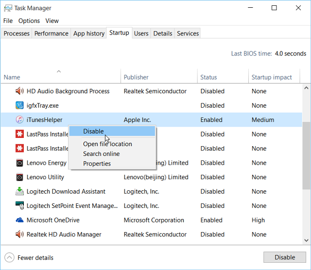how to disable startup programs in windows 10 task manager disable