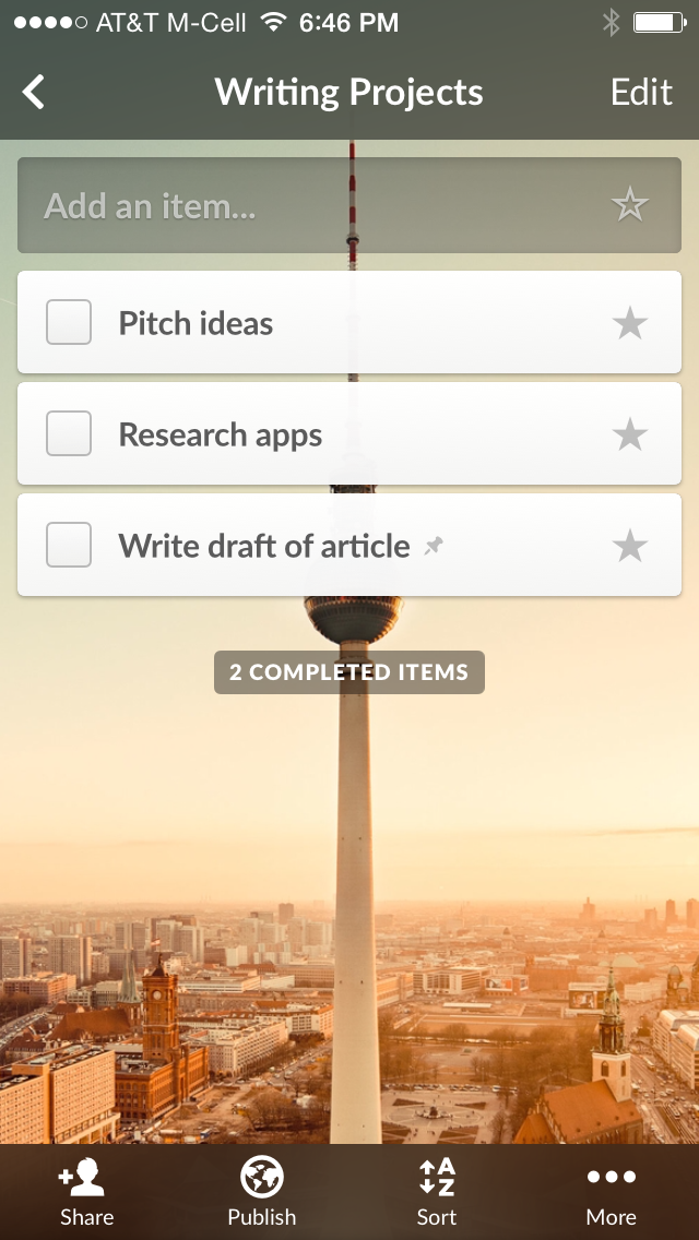 wunderlist projects