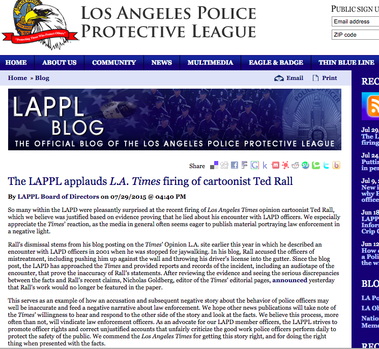 la police union ted rall lappl lapd tape