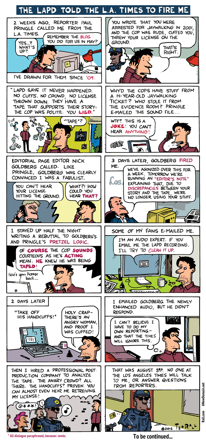 Ted Rall cartoon: The LAPD Told the LA Times To Fire Me