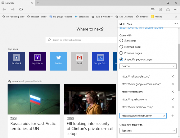 how to setup multiple tabs in microsoft edge
