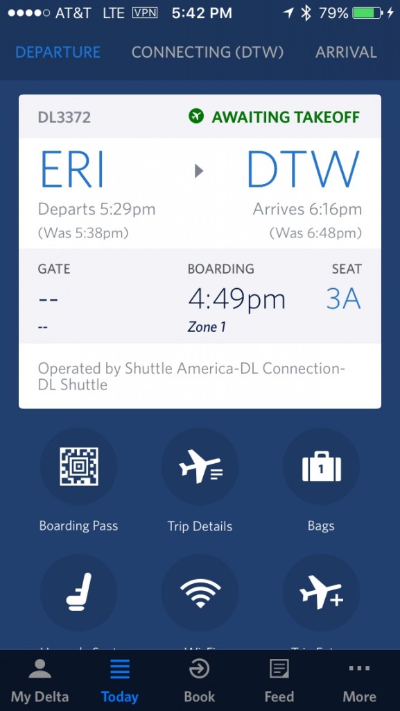 Fly Delta Flight info leaving Erie