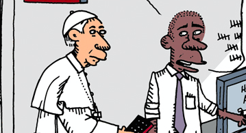 the pope obama and drones cartoons