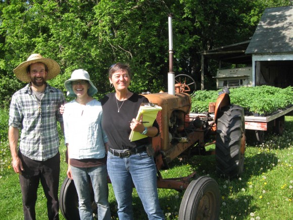 Karen Berglund with owners of Loon Organics farm