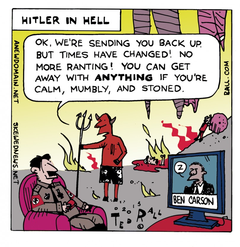 ben carson hitler in hell cartoon ted rall