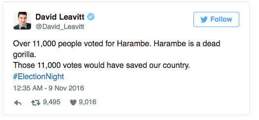 votes for harambe the gorilla