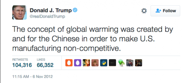 global warming Chinese hoax Donald Trump tweet 2012 anewdomain anti-science