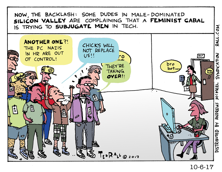 chicks will not replace us cartoon ted rall silicon valley